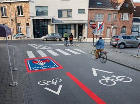 Zone cyclable à Wervik (Belgique)